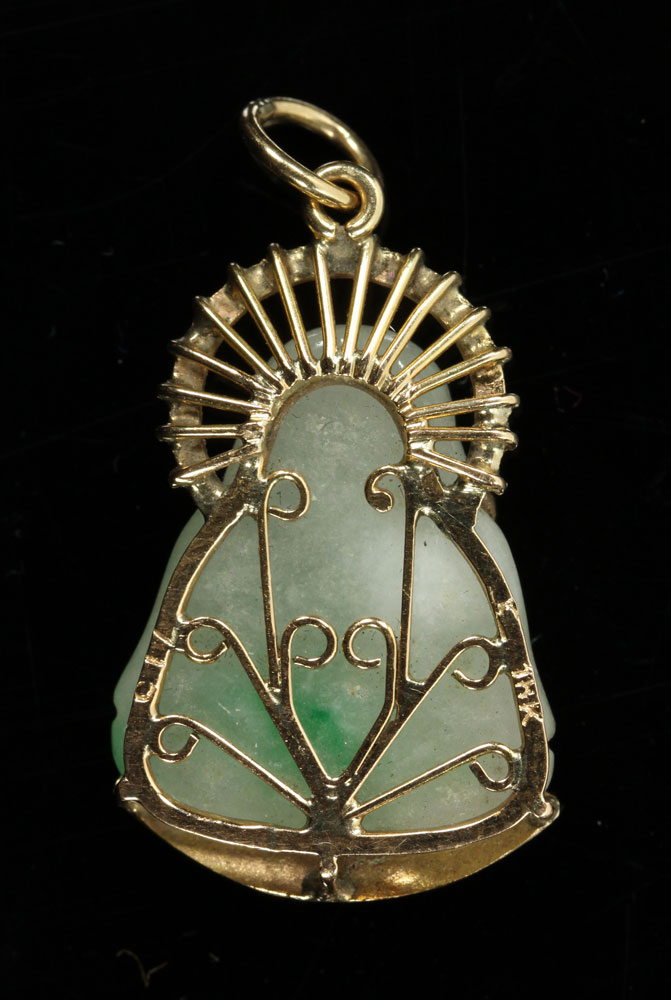 14K Yellow Gold and Jadeite Budai Charm - Image 2 of 5