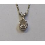 18ct. White Gold Necklace set pear shaped diamond pendant