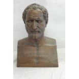 C19th Bronze Bust Bearded Gentleman with curly hair, approx. 13 inches high