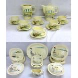 Part Midwinter Riviera Pattern Dinner Service by Hugh Casson: 2 covered vegetable dishes, 14 oval