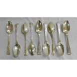 C19th Silver Kings Pattern Serving/Soup Spoons by George Angel, 4 x London 1840, 4 x London 1859 & 1