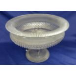 Early C19th Heavy Cut Glass Centre Bowl with everted rim, hobnail cutting on conical concentric ring