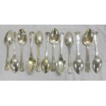 C19th Silver Kings Pattern Dessert Spoons, 5 George Angel (3 London 1840, 1 1945, 1 1837) 3 by maker
