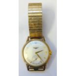 9ct Gold Transitional Baume Longine Gents Wristwatch 9ct gold case, white dial with gilt baton &