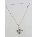 15ct Gold Blister Pearl Rose Cut Diamond Pendant with water pearl drop formed as two handled vase,