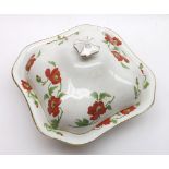 POPPYLAND WARE OCTAGONAL COVERED VEGETABLE DISH, NO MARKS TO BASE, 9" DIAMETER