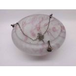 EARLY 20TH CENTURY MARBLED GLASS CIRCULAR CEILING LIGHT SHADE, APPROX 14" DIAMETER