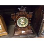 LATE 19TH CENTURY ANSONIA & CO 8-DAY MANTEL CLOCK IN ARCHITECTURAL STAINED WOODEN CASE, BRASS DIAL