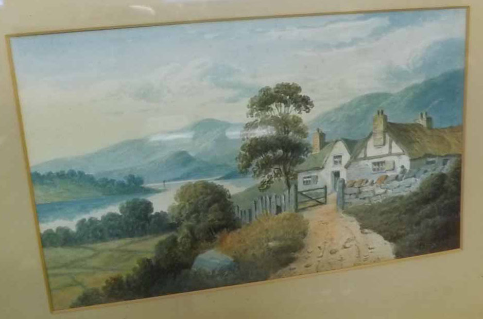 J S ELLIOTT, SIGNED AND DATED '94 LOWER RIGHT, WATERCOLOUR, Mountain river scene with cottage, 8"