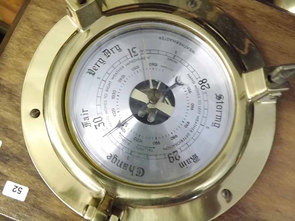 Modern nautical style quartz battery operated spectrum clock and accompanying barometer on wooden - Image 3 of 3