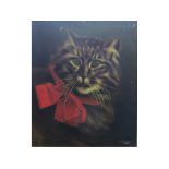 L C MACREADY, SIGNED AND DATED 1916 LOWER RIGHT, OIL ON CANVAS, A Cat, 12" x 10"