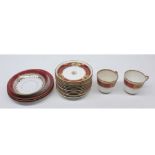 Mixed Lot: 19th century red and gilt rimmed porcelain tea wares, comprising two cups, quantity of