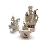 Mixed Lot comprising: Staffordshire spill vase figure group Robin Hood; Staffordshire figure G