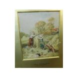 FOLLOWER OF BIRKET FOSTER, BEARS MONOGRAM LOWER LEFT, WATERCOLOUR, Harvest workers, 7" x 5 1/2"