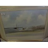 R WITCHARD, SIGNED LOWER RIGHT, WATERCOLOUR, North Norfolk view, 14" x 21"