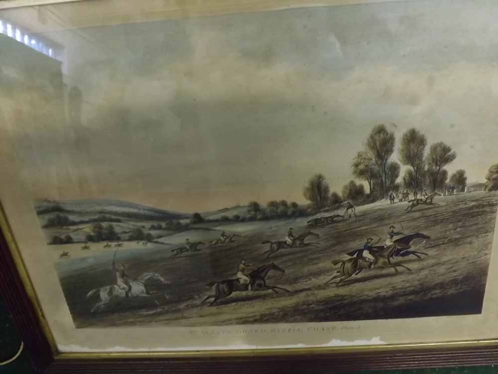 Four-framed coloured print "St Albans Grand Steeplechase", in ribbed oak frames - Image 4 of 4