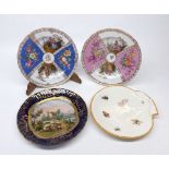 Mixed Lot: comprising two 20th century Dresden cabinet plates decorated with quartered design of