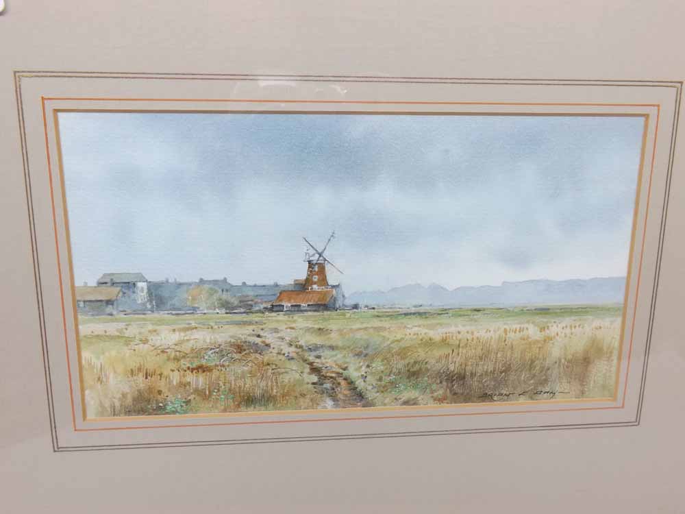 BRIAN C DAY, SIGNED LOWER RIGHT, WATERCOLOUR, "The path to Cley Mill", 5" x 9"