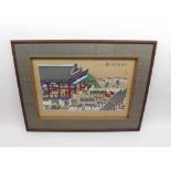 LATE 20TH CENTURY CHINESE GOUACHE DEPICTING A CEREMONIAL SCENE, 7 1/2" X 12"