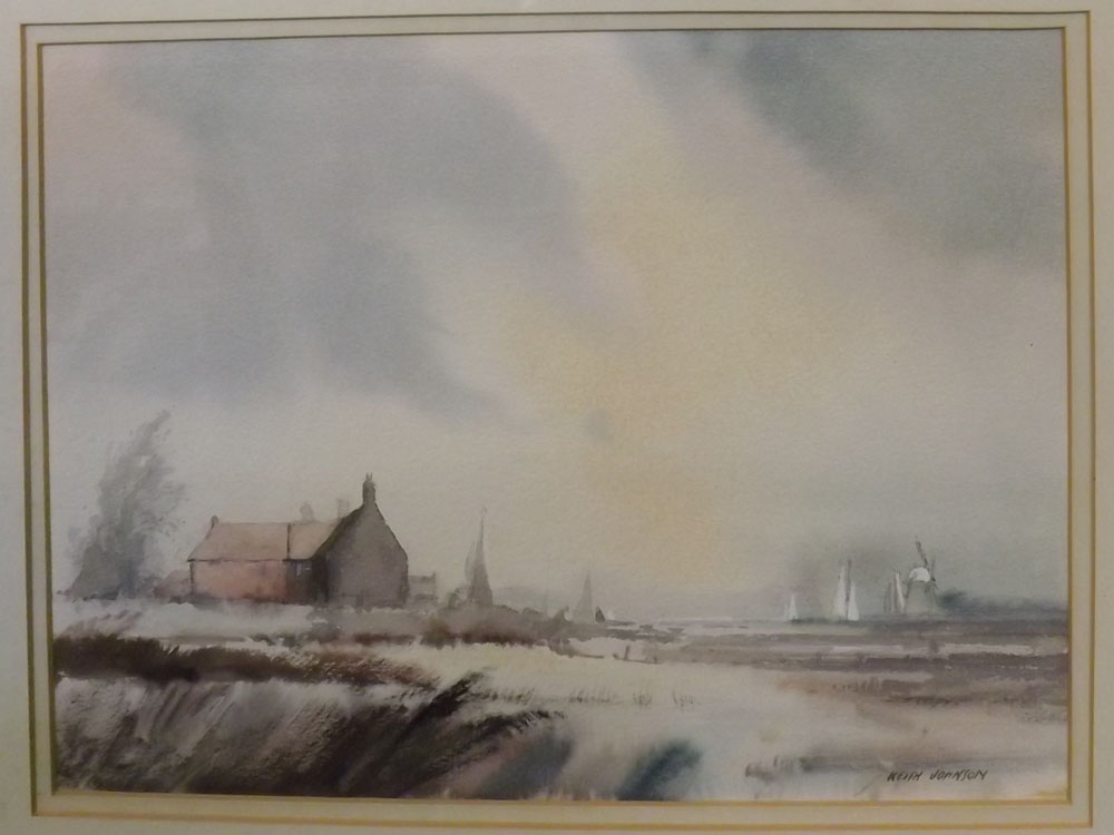 MIXED LOT: KEITH JOHNSON, SIGNED WATERCOLOURS, MILL AND SAILS, MILL AND FIGURES, TOGETHER WITH - Bild 2 aus 3