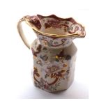 Masons red Mandalay pattern octagonal jug, 6" high