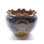 Royal Doulton stoneware jardini¦re, of circular form, fitted with frilled rim and decorated with