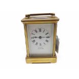 20th century brass four-glass carriage clock, fitted with lever platform escapement, retailers marks