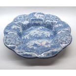 Large Delft bowl in the oriental manner, decorated with central scene of figures and