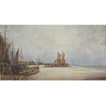 H FOSTER SIGNED PAIR OF WATERCOLOURS, Coastal Scenes with Fishing Boats 6" x 12" (2)