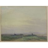 L G LINNELL, WATERCOLOUR, BLAKENEY MARSHES, 25" WIDE INCLUDING FRAME