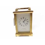 20th century brass four-glass carriage clock, fitted with lever platform escapement, signed J W