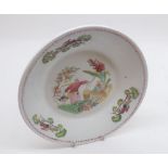 19th century Hilditch circular dish decorated with Chinese figures on a pale background, 8"