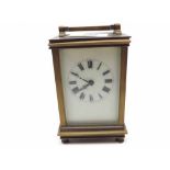 20th century brass four-glass carriage clock, fitted with lever platform escapement, unsigned, 4 1/