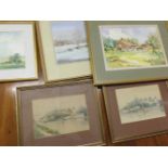 Mixed Lot: five assorted watercolour studies, to include Ivan Turner, study of winter meadow;