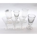 Mixed Lot:  seven assorted 19th century rummers and cut glass spirit glasses, varying designs,