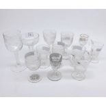 Mixed Lot: 19th century clear glass wares, comprising champagne bowls, wines, spirits and small cups