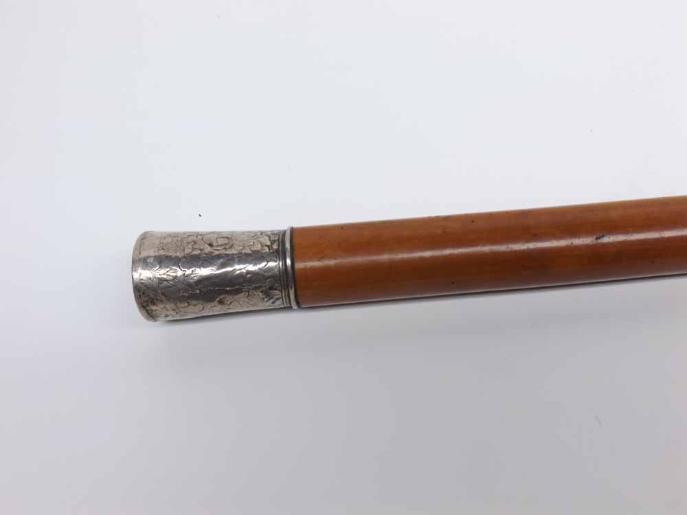 Vintage silver topped swagger stick, approx 30" long