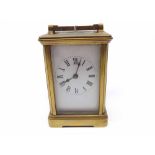 20th century brass four-glass carriage clock, fitted with lever platform escapement, unsigned, 4 1/2
