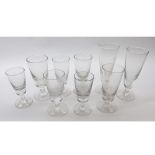 Mixed Lot: nine various assorted 19th century clear glass ales of various sizes, largest 7 1/2" high