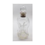 Clear glass dimple formed spirit decanter, with cut glass stopper, fitted with a Birmingham