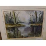 FLORENCE QUINLAN, SIGNED LOWER RIGHT, WATERCOLOUR, "Morning mist on the Cherwell", 13" x 17"