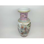 Chinese baluster vase, well-painted in colours with an all over scene of figures in a punt and