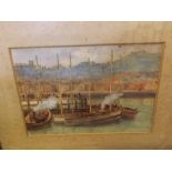 G H STEVENS, SIGNED AND DATED 1910 LOWER LEFT, WATERCOLOUR, "Scots Herring Boats at Scarborough", 7"