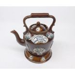 Victorian barge ware teapot and stand, typically decorated and marked "A Present to Mother from