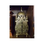 20th century French reproduction brass lantern style clock, approx 12" high