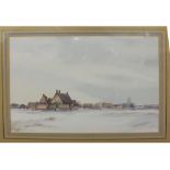 MIXED LOT: M MUELLER, FRAMED WATERCOLOUR, SNOW AT BRISLEY, TOGETHER WITH WILLIAM H NORTH, FRAMED