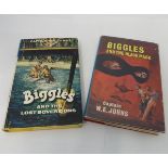 W E JOHNS: 2 titles: BIGGLES AND THE BLACK MASK: BIGGLES AND THE LOST SOVEREIGNS, each 1964 1st