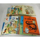 HERGE: LES AVENTURES DE TINTIN - LE LOTUS BLEU, 1974 reprint, original pictorial laminated boards;