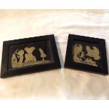 Pair Victorian wax sculptures on velvet, depicting scenes from Alice in Wonderland, after Tenniel'