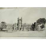 ANDREW WATSON TURNBULL, signed in pencil to margin, black and white etching, A College, 10" x 15",